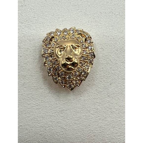 Lion Head Brooch Gold 1in tall x 1.5in wide - Picture 1 of 2